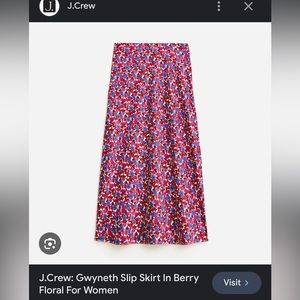 J Crew GWYNETH SLIP SKIRT IN BERRY FLORAL